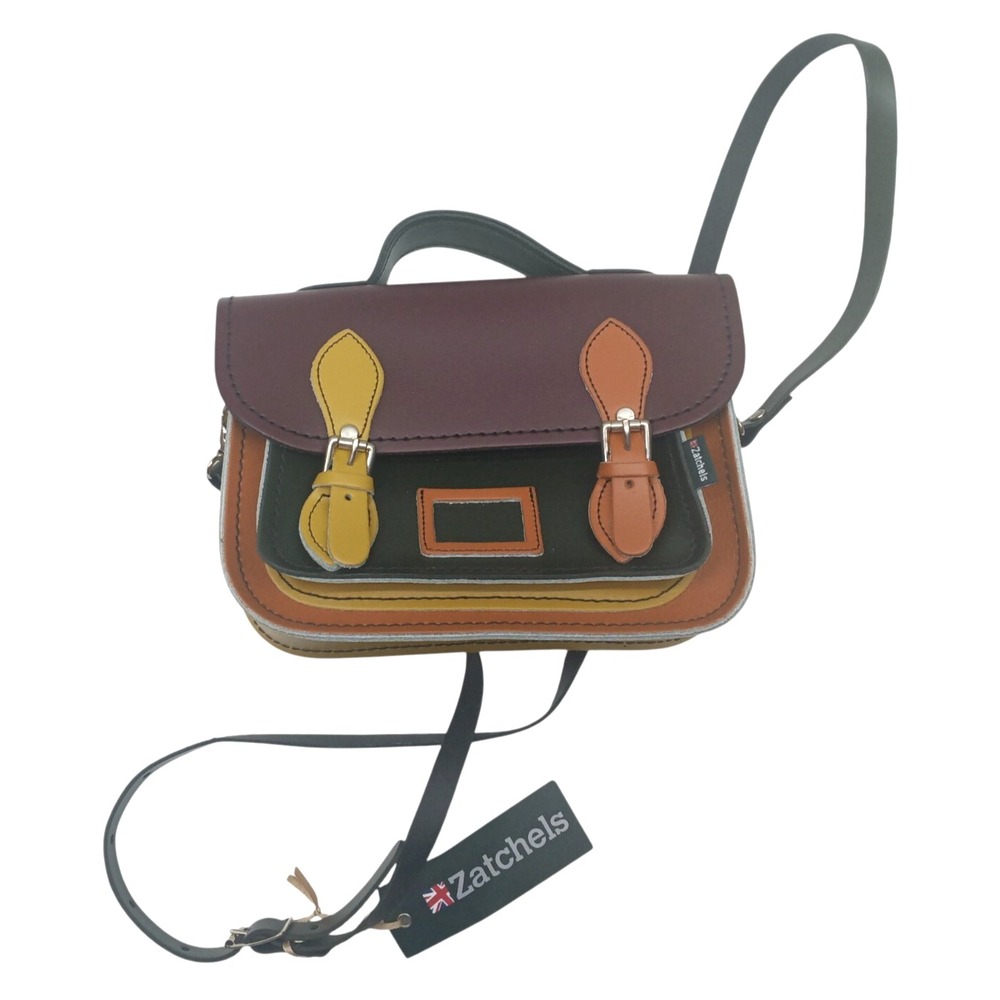 Zatchels Handmade Leather Micro Satchel Plus -‎ Autumnal Kaleidoscope In Black